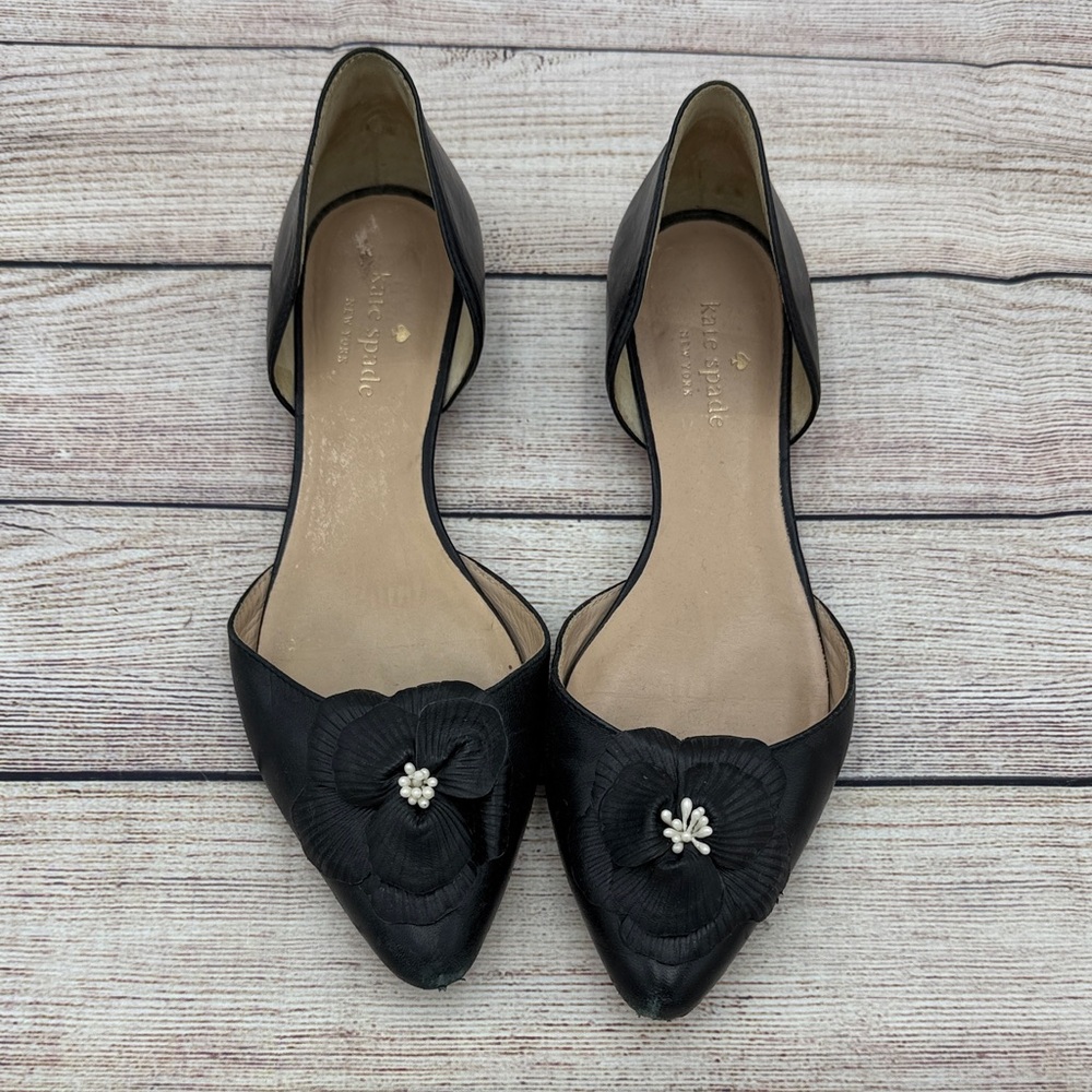 Kate Spade Black Floral Flats